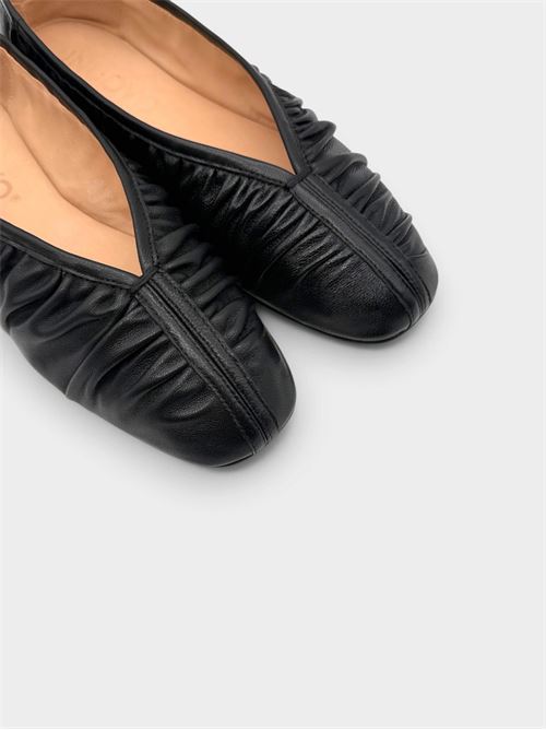 Ballerine tortora in nappa nero arricciato IL LACCIO | HE1945NAPPANERO